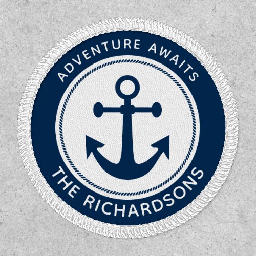 Nautical Anchor Rope Navy Blue Personalized Patch