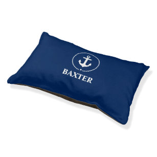 Nautical Anchor Rope Navy Blue Small Pet Bed