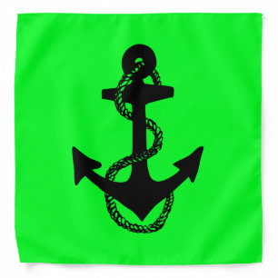 nautical ANCHOR + ROPE on lime green Bandana