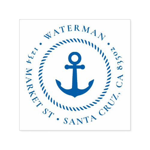 Nautical Anchor  Rope Round Return Address Self_inking Stamp