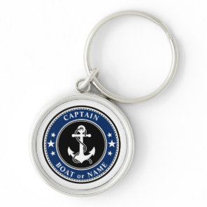 Nautical Anchor Rope & Stars Captain or Boat Name Keychain
