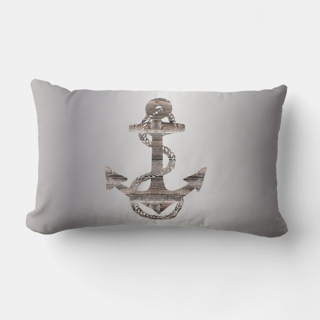 nautical ANCHOR + ROPE w/ reversed sides | Lumbar  Pillow (Front)
