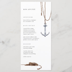 Nautical Anchor Rope Wedding Menu