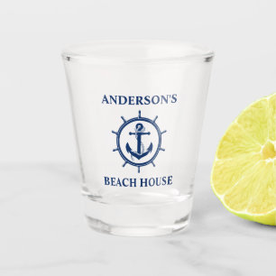Nautical Anchor Rope Wheel Boat Name Shot Glass