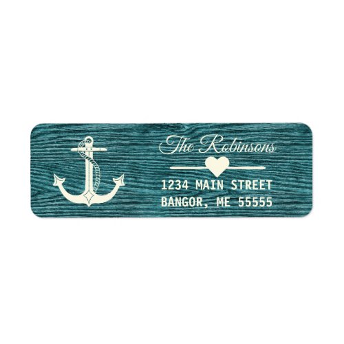 Nautical Anchor Rustic Teal Holiday Return Address Label