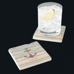 Nautical Anchor Rustic Wood Boat Name Stone Coaster<br><div class="desc">This nautical weathered design features a vintage anchor on a multi-color wood plank background with space for your own personal text! Click the customize button for more flexibility in modifying/adding text and design elements! Variations of this design as well as coordinating products are available in our shop, zazzle.com/store/doodlelulu. Contact us...</div>