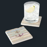 Nautical Anchor Rustic Wood Boat Name Stone Coaster<br><div class="desc">This nautical weathered design features a vintage anchor on a multi-color wood plank background with space for your own personal text! Click the customize button for more flexibility in modifying/adding text and design elements! Variations of this design as well as coordinating products are available in our shop, zazzle.com/store/doodlelulu. Contact us...</div>
