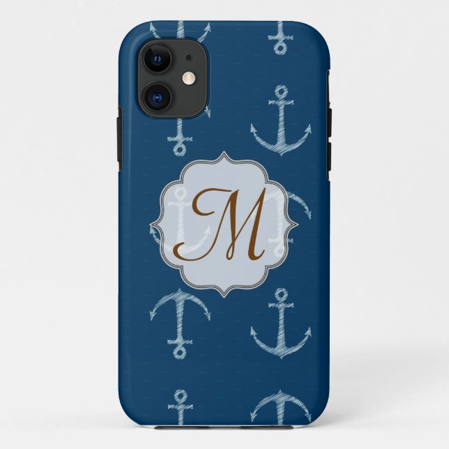 Nautical Anchor Sail Sailin Monogram IPHONE 5 Case (Back)