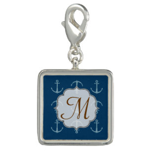 Nautical Anchor Sail Sailing Boat Monogram Charm