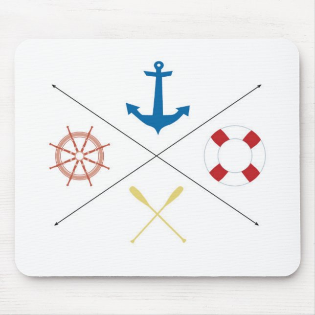 Nautical Anchor Sail Sailing Boat Ore Mouse Pad (Front)