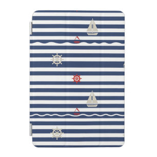 Nautical Anchor Sailboat Stripe Pattern iPad Mini Cover