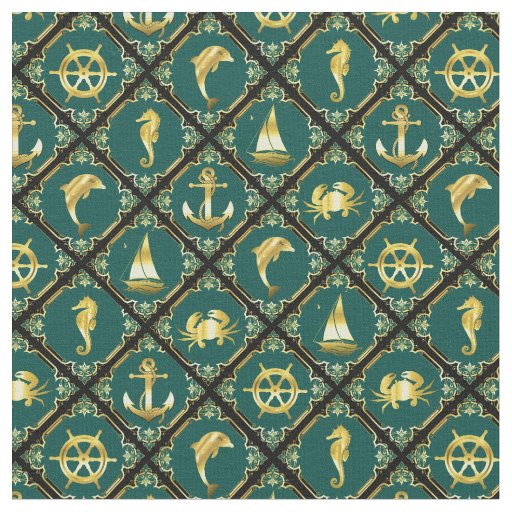 Nautical anchor/sailboat/wheel/lighthouse/dolphin  fabric