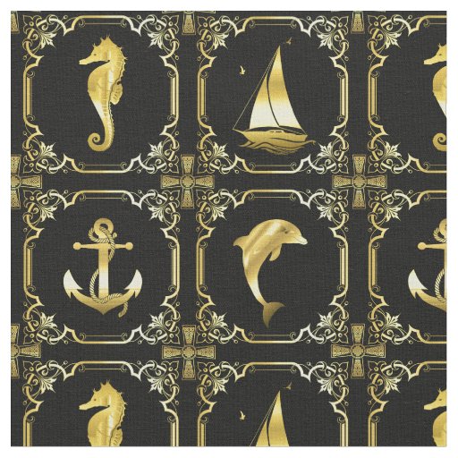 Nautical anchor/sailboat/wheel/lighthouse/dolphin fabric