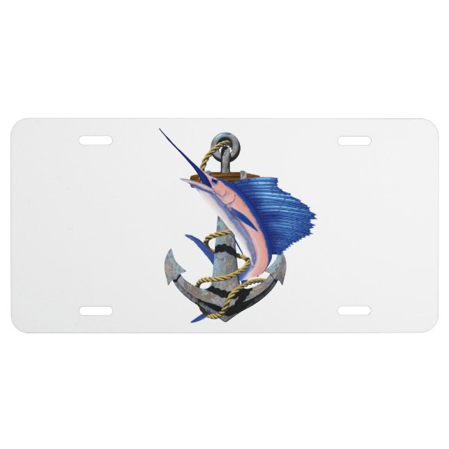 Nautical Anchor Sailfish Fishing License Plate (Front)