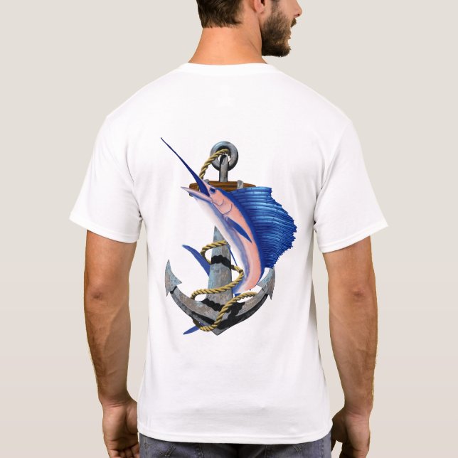 Nautical Anchor Sailfish Fishing T-Shirt (Back)