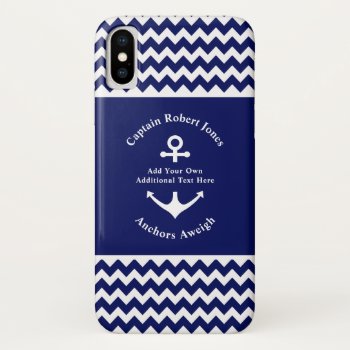 Nautical Anchor Sailor Ship Captain Blue And White Iphone Xs Case by AntiqueImages at Zazzle