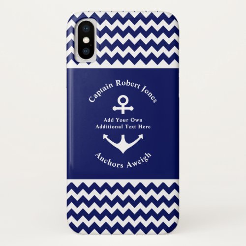 Nautical Anchor Sailor Ship Captain Blue and White iPhone XS Case