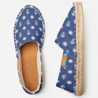 Nautical Anchor Sailor Ship Helm Wheel Navy Blue Espadrilles