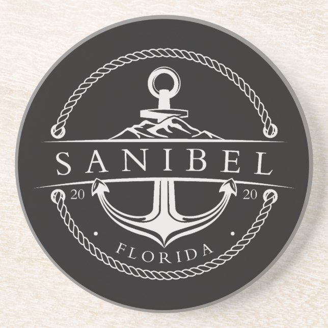 Nautical Anchor Sanibel Florida 2020 Coaster (Front)