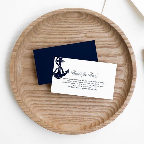 Nautical Anchor Script Baby Shower Book Request Enclosure Card