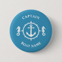 Nautical Anchor Seahorse Captain Boat Name Blue