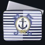 Nautical anchor/Seahorse/ knot/stripes Laptop Sleeve<br><div class="desc">Image from the art,  design and photo collection of Danaru.
For other matching products,  and/or variations - T-shirts,  mouse pads,  blankets,  etc.,  go to the following Pinterest site:  https://www.pinterest.com/ruannayoder/</div>