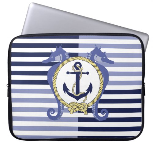 Nautical anchorSeahorse knotstripes Laptop Sleeve