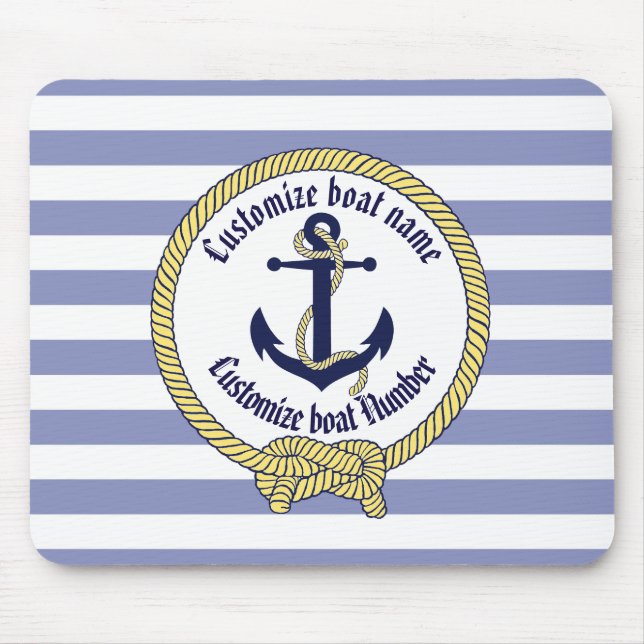 Nautical Anchor/Seaman's knot/Customize name, # Mouse Pad (Front)