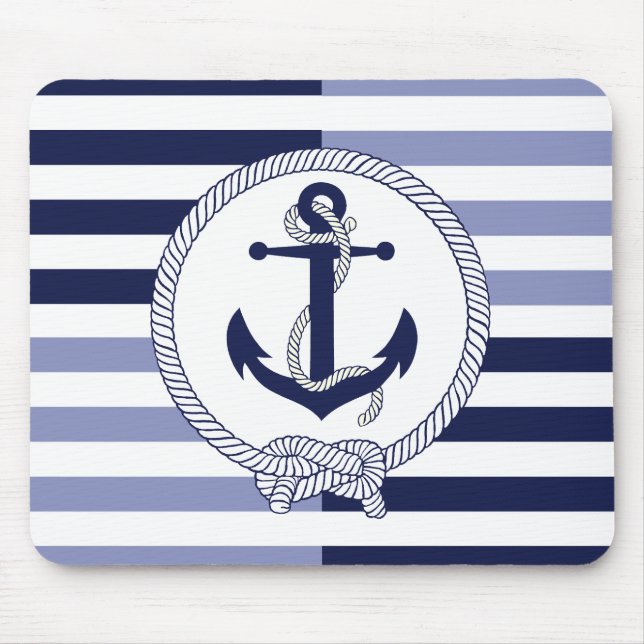 Nautical Anchor/Seaman's knot/Customize name, # Mouse Pad (Front)