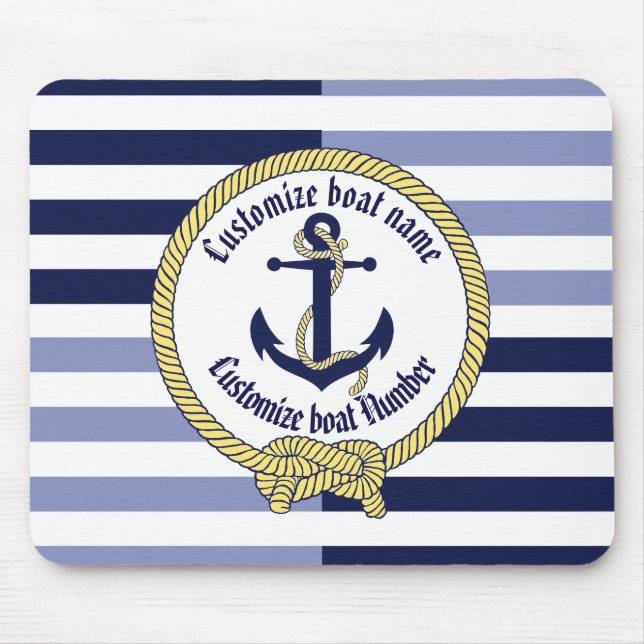 Nautical Anchor/Seaman's knot/Customize name, # Mouse Pad (Front)