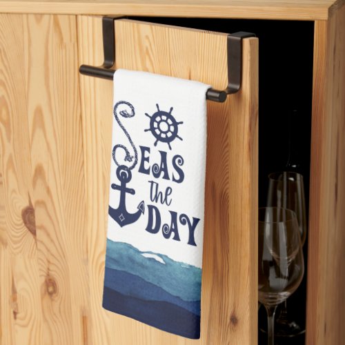 Nautical Anchor SEAS THE DAY Kitchen Towel