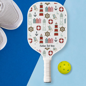 Nautical Anchor Seaside Fun Custom Text Pickleball Paddle by colorfulgalshop at Zazzle