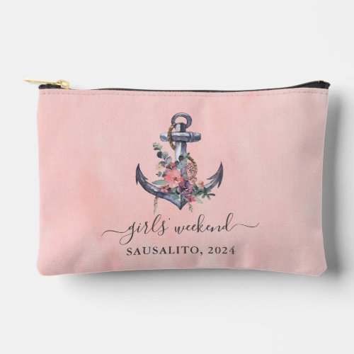 Nautical Anchor Seaside Girls Weekend  Accessory Pouch