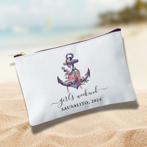 Nautical Anchor Seaside Girls Weekend  Accessory Pouch
