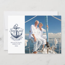Nautical Anchor SEAsons Greetings 2 Photo Holiday Card