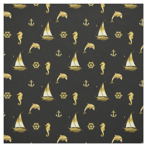 Nautical anchor/ship wheel/dolphin/seahorse/boat fabric