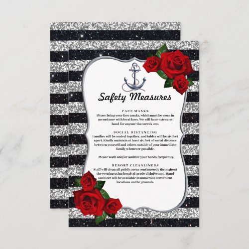 Nautical Anchor Silver Black Stripe Safety Measure Enclosure Card