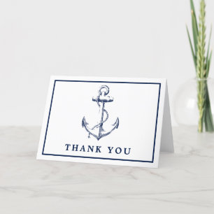 Nautical Anchor Simple Photo White Letterpress Thank You Card