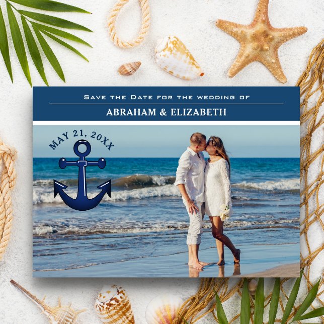 Nautical Anchor Simple Typography Save the Date