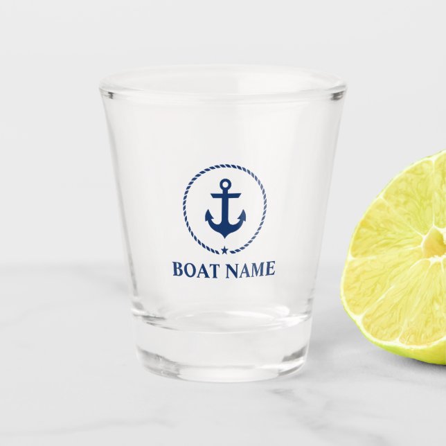 Nautical Anchor Star Boat Name Shot Glass (Front)