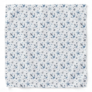 Nautical Anchor Starfish Blue and White Bandana