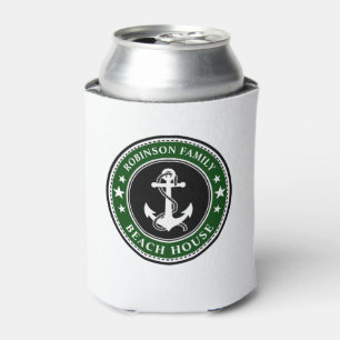 Nautical Anchor Stars Family Beach House Forest Can Cooler