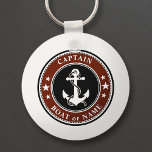 Nautical Anchor Stars & Rope Captain Name or Boat Keychain<br><div class="desc">A personalized nautical themed keychain with "Captain" (or other desired title or rank) and your name, boat name or other text as needed. This unique design features a custom made vintage boat anchor with rope and stars accented with regal black, deep red and white colors. Makes a great gift for...</div>