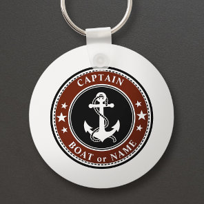 Nautical Anchor Stars & Rope Captain Name or Boat Keychain