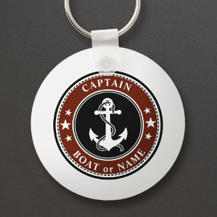 Nautical Anchor Stars & Rope Captain Name or Boat Keychain