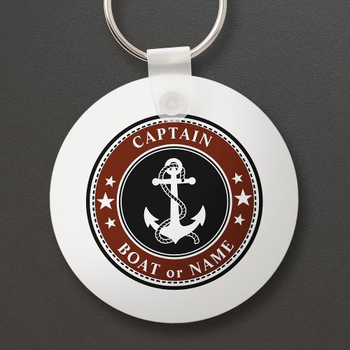 Nautical Anchor Stars  Rope Captain Name or Boat Keychain