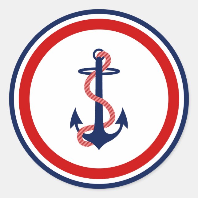 Nautical Anchor Stickers Red White Blue (Front)