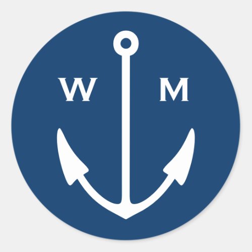 Nautical anchor stickers with monogram