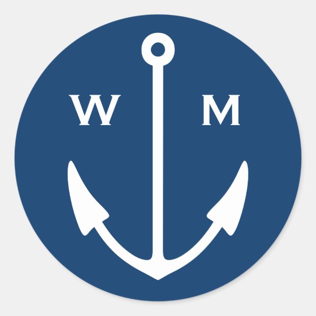 Nautical anchor stickers with monogram (Front)