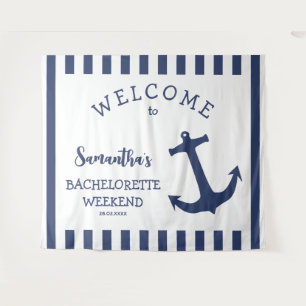Nautical Anchor Stripe Bachelorette Party Backdrop